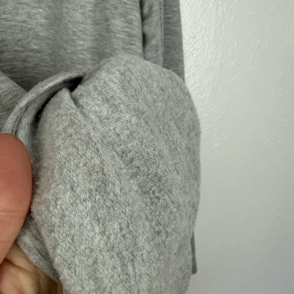 Eileen Fisher Cozy Brushed Terry Fleece Hug Funnel Neck Long Top Grey XS - Picture 6 of 9
